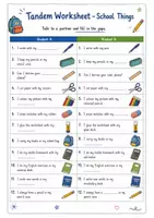 Vorschau - Arbeitsblätter - Tandem Worksheet - School things - Deckblatt
