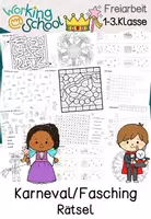 Vorschau - Arbeitsblätter - Fasching & Karneval Rätsel | Grundschule Freiarbeit Klasse 1-2 - Deckblatt