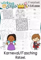 Vorschau - Arbeitsblätter - Fasching & Karneval Rätsel | Grundschule Freiarbeit Klasse 1-2 - Seite 1