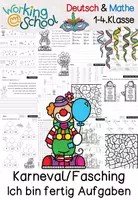 Vorschau - Arbeitsblätter - Fasching & Karneval | Freiarbeitsmaterial| | Ich bin fertig Aufgaben - Deckblatt