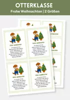 Vorschau - Anderer Materialtyp - Otterklasse - Kärtchen Frohe Weihnachten - Frohe Weihnachten Grundschule | 2 Größen - Deckblatt