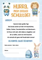 Vorschau - Poster - Begrüßung zur Einschulung und zum Schulanfang - Erster Schultag – Persönlicher Einschulungsbrief für Kinder - 1.Klasse - Grundschule - Seite 1