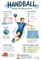 Vorschau - Arbeitsblätter - Lernposter + Arbeitsblätter zum Thema "Handball" + Lösung & MP3 + Mindmap + Infografik - Deckblatt