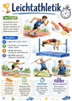 Vorschau - Arbeitsblätter - Lernposter + AB mit Fragen zum Thema "Leichtathletik" + Lösungsblatt + Mindmap + Infografik - Deckblatt