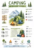 Vorschau - Arbeitsblätter - Lernposter + Arbeitsblätter zum Thema "Camping" + Lösung & MP3 + Infografik - Deckblatt