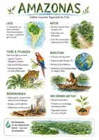 Vorschau - Arbeitsblätter - Lernposter + Arbeitsblätter "Amazonas" + Lösung & MP3 + Mindmap + Infografik - Deckblatt