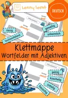 Vorschau - Stationenlernen - Klettmappe- Wortfelder mit Adjektiven (Monsterlabor-Reihe) - Deckblatt