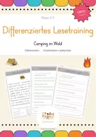 Vorschau - Arbeitsblätter - GRATIS Leseprobe · Camping im Wald – Differenziertes Leseheft Kl. 2–3 - Deckblatt