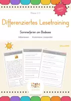 Vorschau - Arbeitsblätter - GRATIS Leseprobe · Sommerferien am Badesee – Differenziertes Leseheft Kl. 2–3 - Deckblatt