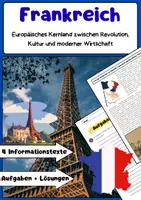 Vorschau - Arbeitsblätter - Frankreich Unterrichtsmaterial: Geografie, Revolution, Kultur, EU - Deckblatt