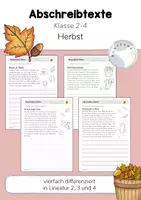 Vorschau - Arbeitsblätter - 4 Abschreibtexte: Herbst (Klasse 2, 3, 4) Schreiben üben - Deckblatt
