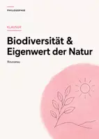 Vorschau - Arbeitsblätter - Philosophie-Klausur Q-Phase: Biodiversität, Eigenwert der Natur & Rousseaus Mitleidsethik inkl. EWH - Deckblatt