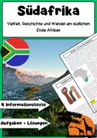 Vorschau - Arbeitsblätter - Südafrika: Apartheid, Nelson Mandela, Wirtschaft, Kultur - Deckblatt