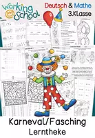 Vorschau - Arbeitsblätter - Fasching & Karneval Lerntheke | Arbeitsblätter & Lesespiel Klasse 3 Grundschule - Deckblatt