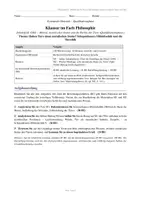 Vorschau - Arbeitsblätter - Philosophie-Klausur Q-Phase: Schopenhauer – Mitleidsethik & moralischer Status der Tiere inkl. EWH - Seite 1