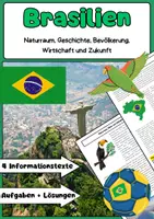 Vorschau - Arbeitsblätter - Brasilien Unterrichtsmaterial: Amazonas, Bevölkerung & Geschichte - Deckblatt