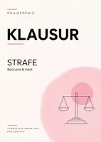 Vorschau - Arbeitsblätter - Philosophie-Klausur Oberstufe: Beccaria & Kant – Prävention, Vergeltung und Strafe inkl. EWH - Deckblatt