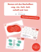 Vorschau - Aufgabenkarten - Nomen mit verschiedenen Nachsilben (Kartei) - Deckblatt