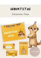 Vorschau - Bildkarten - Geburtstag: Erdmännchenklasse / Erdmännchen - Deckblatt