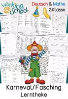 Vorschau - Arbeitsblätter - Fasching & Karneval Lerntheke | Arbeitsblätter & Lesespiel Klasse 2 Grundschule - Seite 1