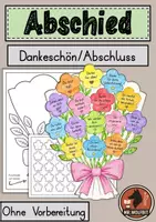 Vorschau - Arbeitsblätter - Blume, Abschied, Dankeschön, Abschluss, Verabschiedung, Geschenk, Übergang - Deckblatt