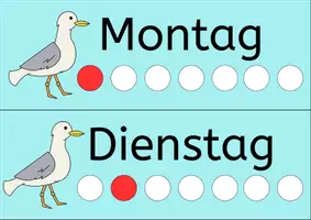 Vorschau - Poster - Kalender für die Grundschule – Wochentage, Monate & Datum | Möwenklasse - Seite 1