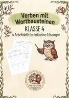 Vorschau - Arbeitsblätter - Verben mit Wortbausteinen / Klasse 4 / 4 Arbeitsblätter inklusive Lösungen - Deckblatt