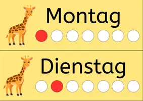 Vorschau - Poster - Kalender für die Grundschule – Wochentage, Monate & Datum | Giraffenrklasse - Seite 1