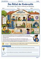Vorschau - Spiele - Das Rätsel der Kinderrechte – Lesespur Klasse 5–6 - Deckblatt
