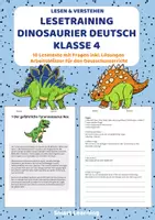 Vorschau - Stundenentwürfe - Lesetraining Dinosaurier Klasse 4 – Leseverständnis mit Lösungen - Deckblatt