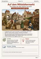 Vorschau - Spiele - Auf dem Mittelaltermarkt – Lesespur Klasse 5–6 - Deckblatt