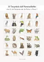 Vorschau - Bildkarten - Tiersymbole statt Namensetiketten (Klasse 1) - Deckblatt