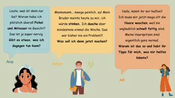 Vorschau - Präsentationen/Tafelbilder - Tipps und Tricks zur Körperpflege in der Pubertät - Infokarten mit Fallbeispielen - Seite 3