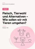 Vorschau - Arbeitsblätter - Praktische Philosophie Test Klasse 7/8: Tierwohl, Fleischkonsum & Verantwortung - Deckblatt