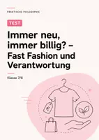 Vorschau - Arbeitsblätter - Praktische Philosophie Test Klasse 7/8: Fast Fashion, Konsum & Nachhaltigkeit - Deckblatt