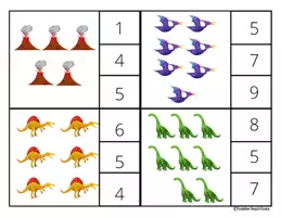 Aperçu - Matériel pour travaux manuels / dessin - Cartes à Pinces Dinosaures – Compter de 1 à 10 - Page 2
