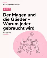 Vorschau - Arbeitsblätter - Praktische Philosophie Test Klasse 7/8: Gemeinschaft, Zusammenhalt & Aufgabenteilung - Deckblatt
