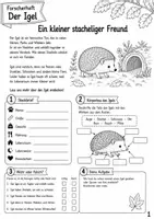 Vorschau - Arbeitsblätter - Freebie Der Igel - Kostenlose Arbeitsblätter Forscherheft - Seite 1