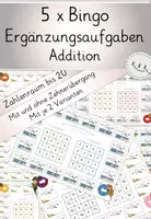 Vorschau - Spiele - Ergänzungsaufgaben: 5x Bingo Addition im ZR 20, Platzhalteraufgaben - Deckblatt