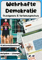 Vorschau - Arbeitsblätter - Wehrhafte Demokratie: Grundgesetz, Parteiverbot & Verfassungsschutz - Deckblatt