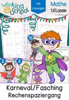 Vorschau - Stationenlernen - Fasching & Karneval | Deutsch, Mathe & Freiarbeit Klasse 1-4 - Seite 1