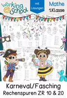Vorschau - Stationenlernen - Fasching | Karneval | Rechenspuren Klasse 1 - Deckblatt