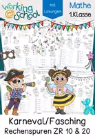Vorschau - Stationenlernen - Fasching | Karneval | Rechenspuren Klasse 1 - Seite 1