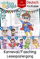 Vorschau - Arbeitsblätter - Fasching & Karneval Klasse 2-4 | Lesespaziergang - Deckblatt