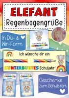 Vorschau - Anderer Materialtyp - Willkommensgruß Klassentier Elefant Regenbogen - Deckblatt