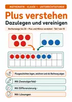Vorschau - Stundenentwürfe - Mathe Klasse 1: Plus verstehen – dazulegen und vereinigen - Deckblatt