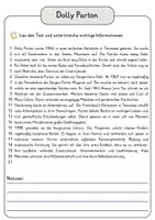 Vorschau - Arbeitsblätter - Dolly Parton Lesetext einfach verständlich mit Aufgaben, Lösungen und Wortspeicher - Seite 3