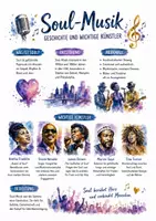 Vorschau - Arbeitsblätter - Lernposter + Arbeitsblatt "Soul-Musik - Geschichte und wichtige Künstler" + interaktive Lösung & MP3 + Mindmap + Infografik - Deckblatt
