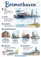 Vorschau - Arbeitsblätter - Lernposter + Arbeitsblätter zum Thema "Bremerhaven" + Lösung & MP3 + Mindmap + Infografik - Deckblatt