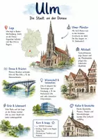 Vorschau - Arbeitsblätter - Lernposter + Arbeitsblätter zum Thema "Ulm" + Lösung & MP3 + Mindmap + Infografik - Deckblatt